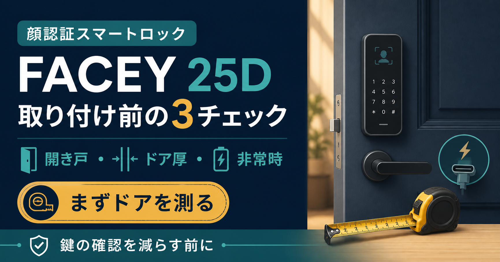 EPIC FACEY 25Dの取り付け前チェック｜開き戸・ドア厚・非常時を確認