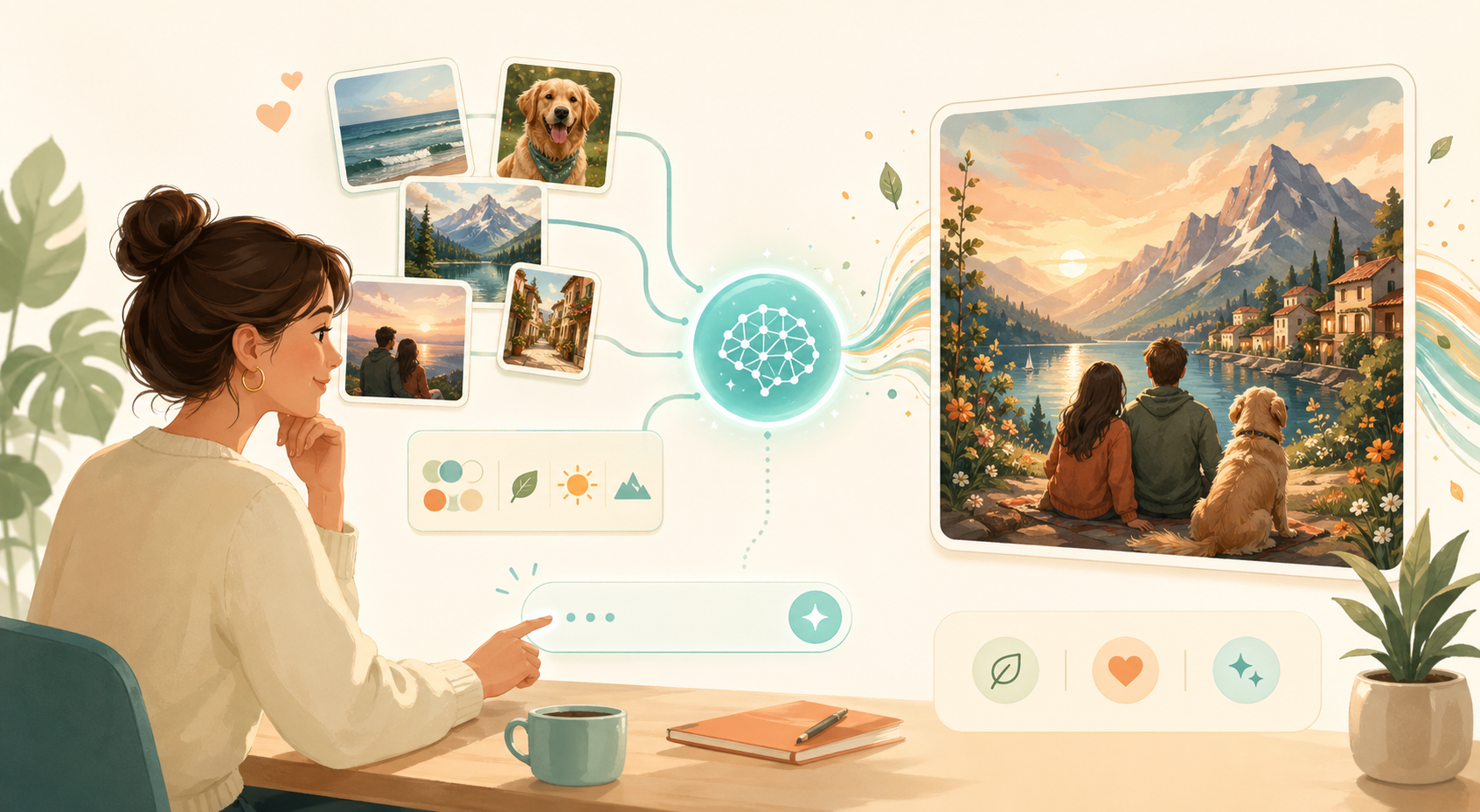 Googleフォトの文脈を使ってGeminiがより個人的な画像を作るイメージ