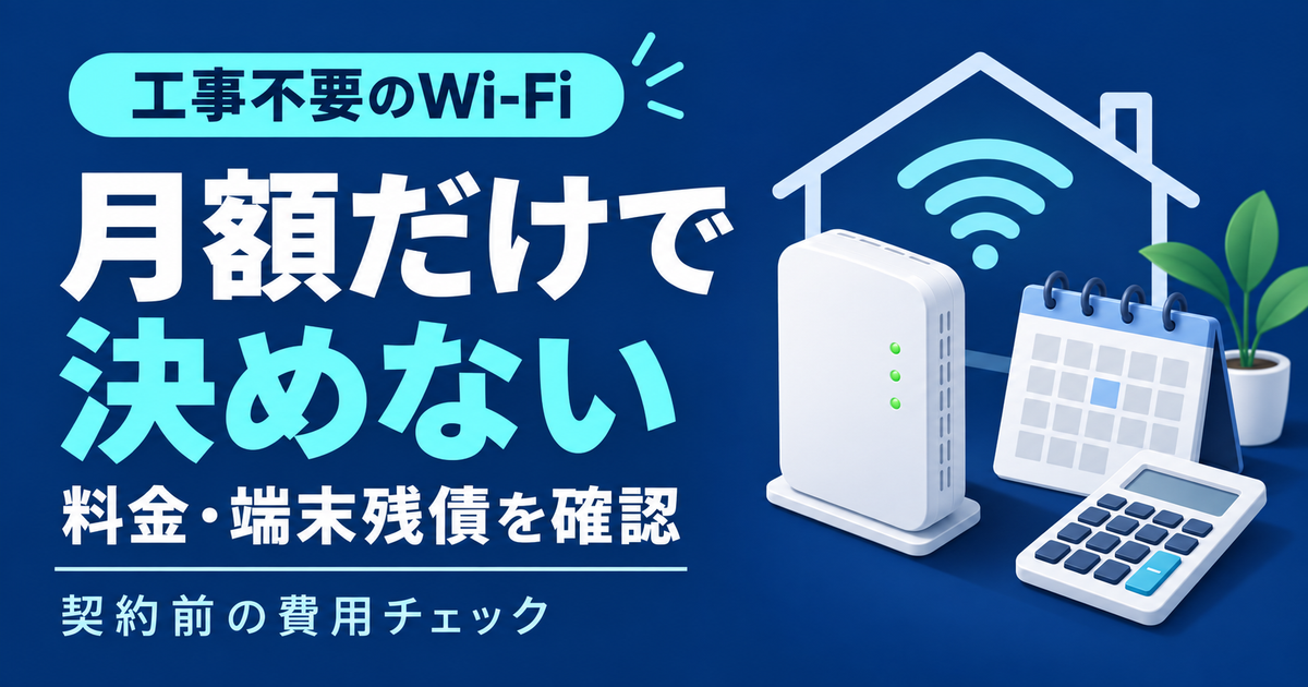 GMOとくとくBBホームWi-Fiの料金と端末残債｜契約前の総額チェック