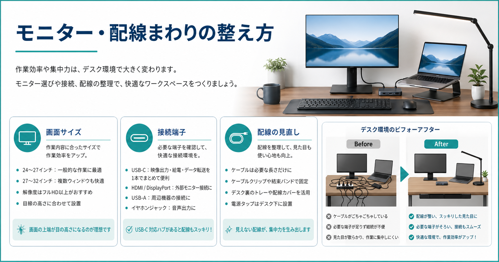 モニターと配線まわりの整え方